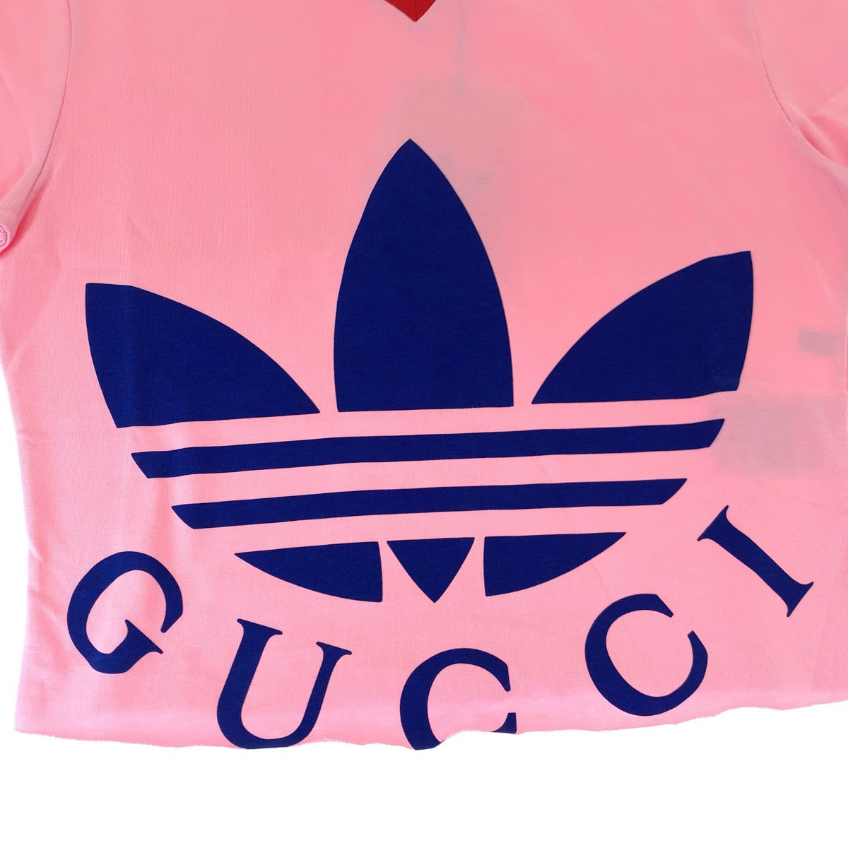 Gucci x Adidas Pink Red Cotton Crop Top XXS in Pristine Condition