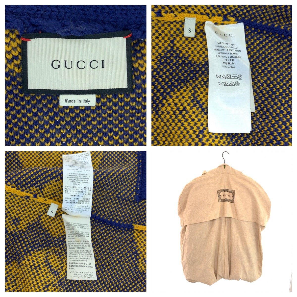 Gucci Wool/Mink Teddy Bear Jacquard Knit Cardigan in Very Good Condition