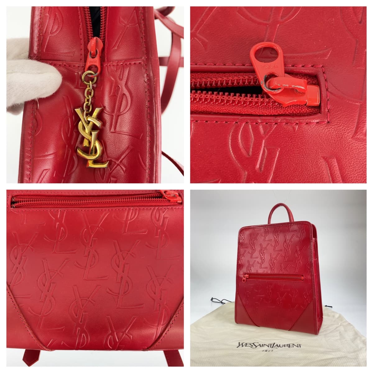 Yves Saint Laurent Vintage Red Leather Backpack