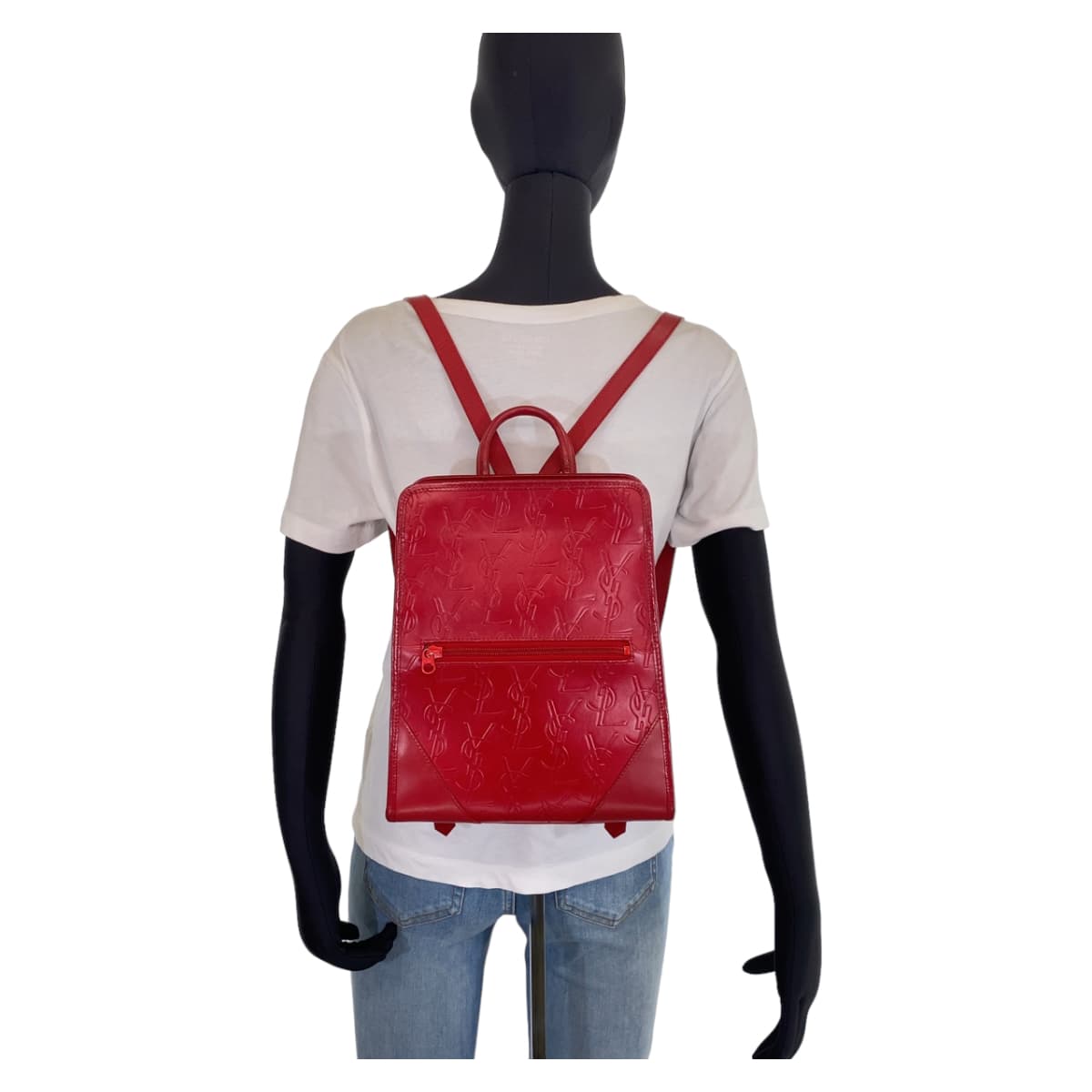 Yves Saint Laurent Vintage Red Leather Backpack