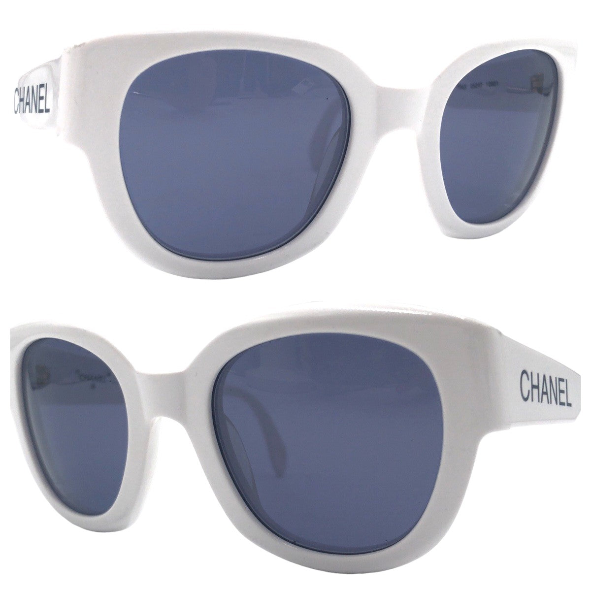 Chanel Vintage White Plastic Sunglasses in Very Good Condition