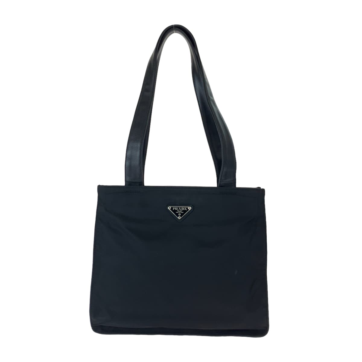 Prada Nylon Leather Tessuto Logo Tote Bag