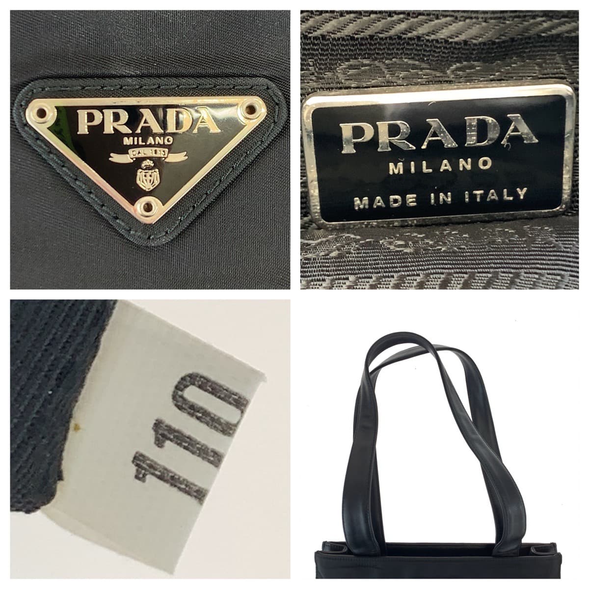 Prada Nylon Leather Tessuto Logo Tote Bag