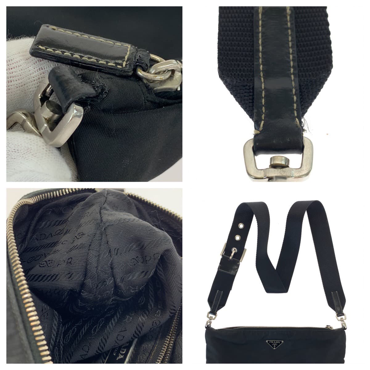 Prada Nylon Leather Tessuto Logo Crossbody