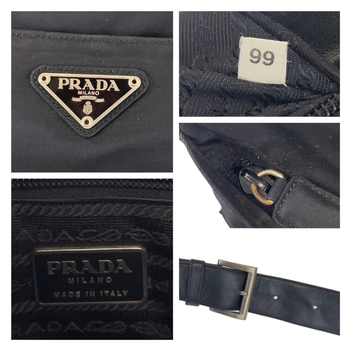 Prada Nylon Tessuto Triangle Logo Shoulder Bag in Very Good Condition