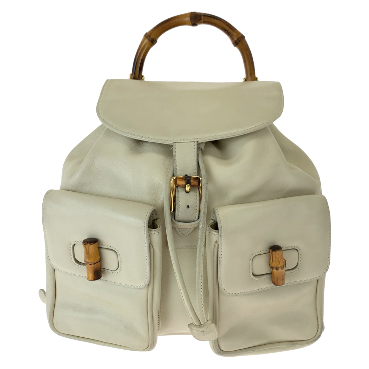 Gucci Bamboo Leather Backpack Off-White