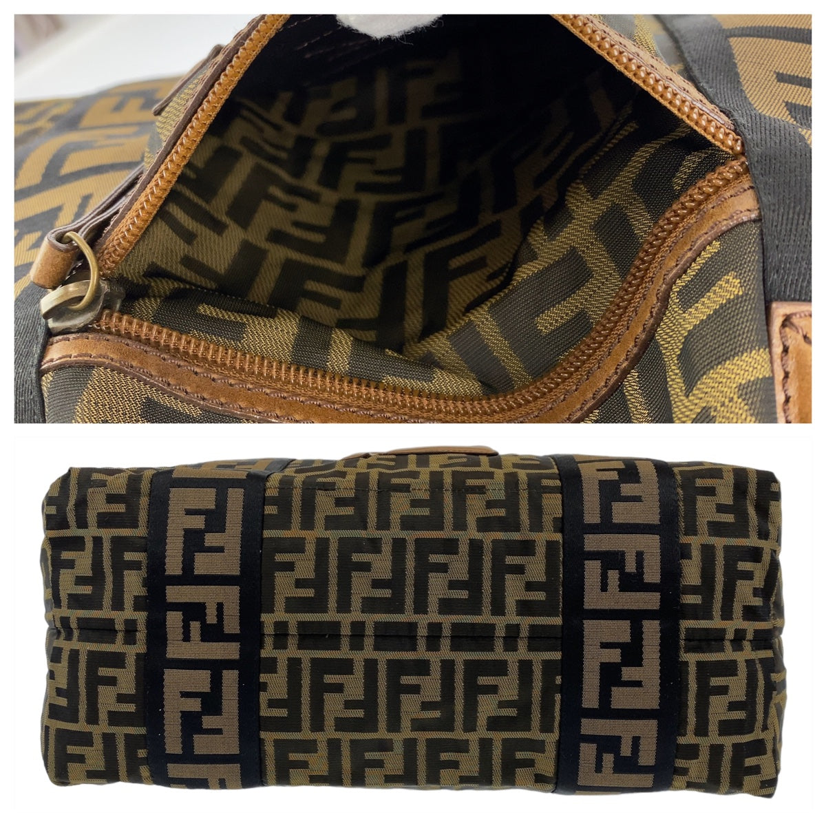 Fendi Zucca Canvas/Leather Shoulder Bag 7VS070 in Great Condition