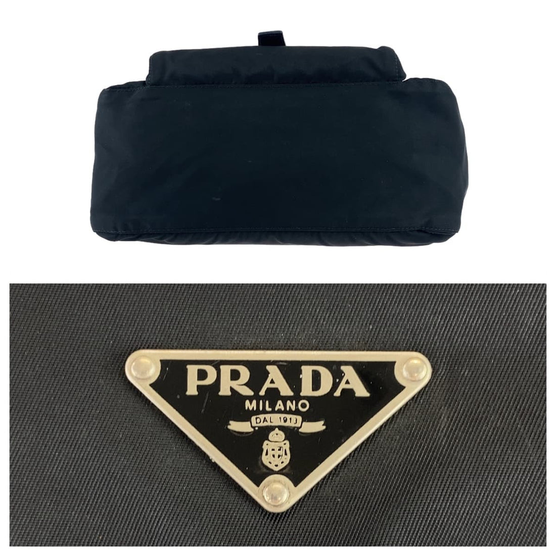 Prada Tessuto Logo Plate Shoulder Bag