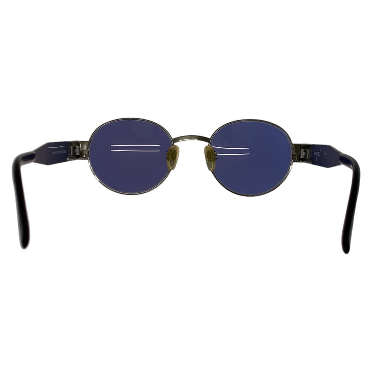 Chanel Vintage Blue Metal Round Sunglasses in Very Good Condition