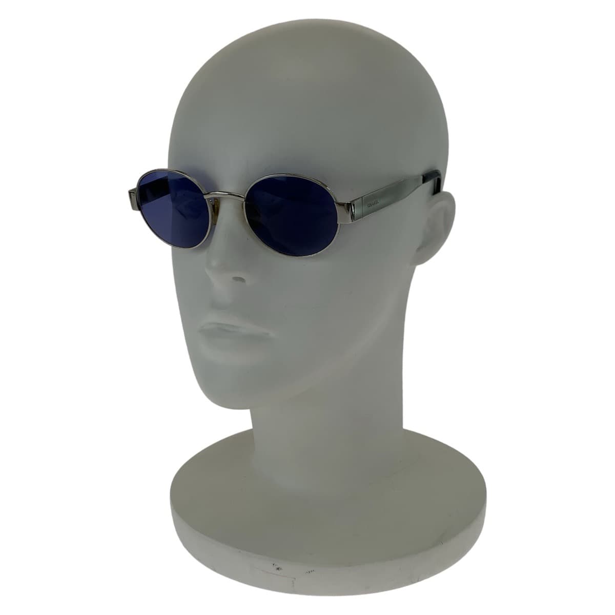 Chanel Vintage Blue Metal Round Sunglasses in Very Good Condition