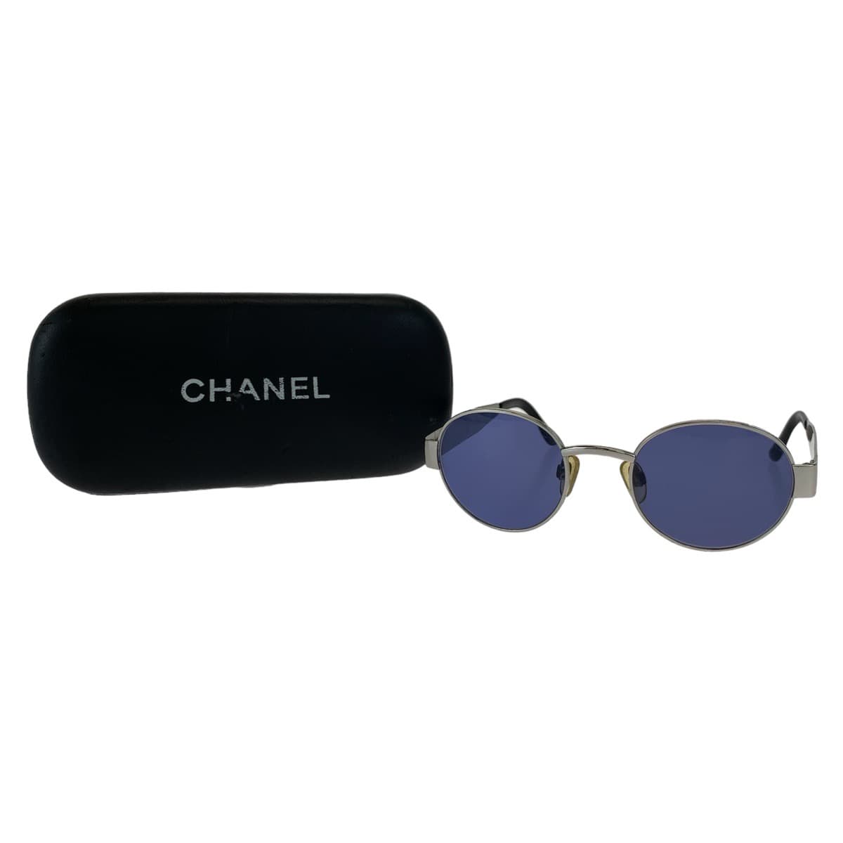 Chanel Vintage Blue Metal Round Sunglasses in Very Good Condition