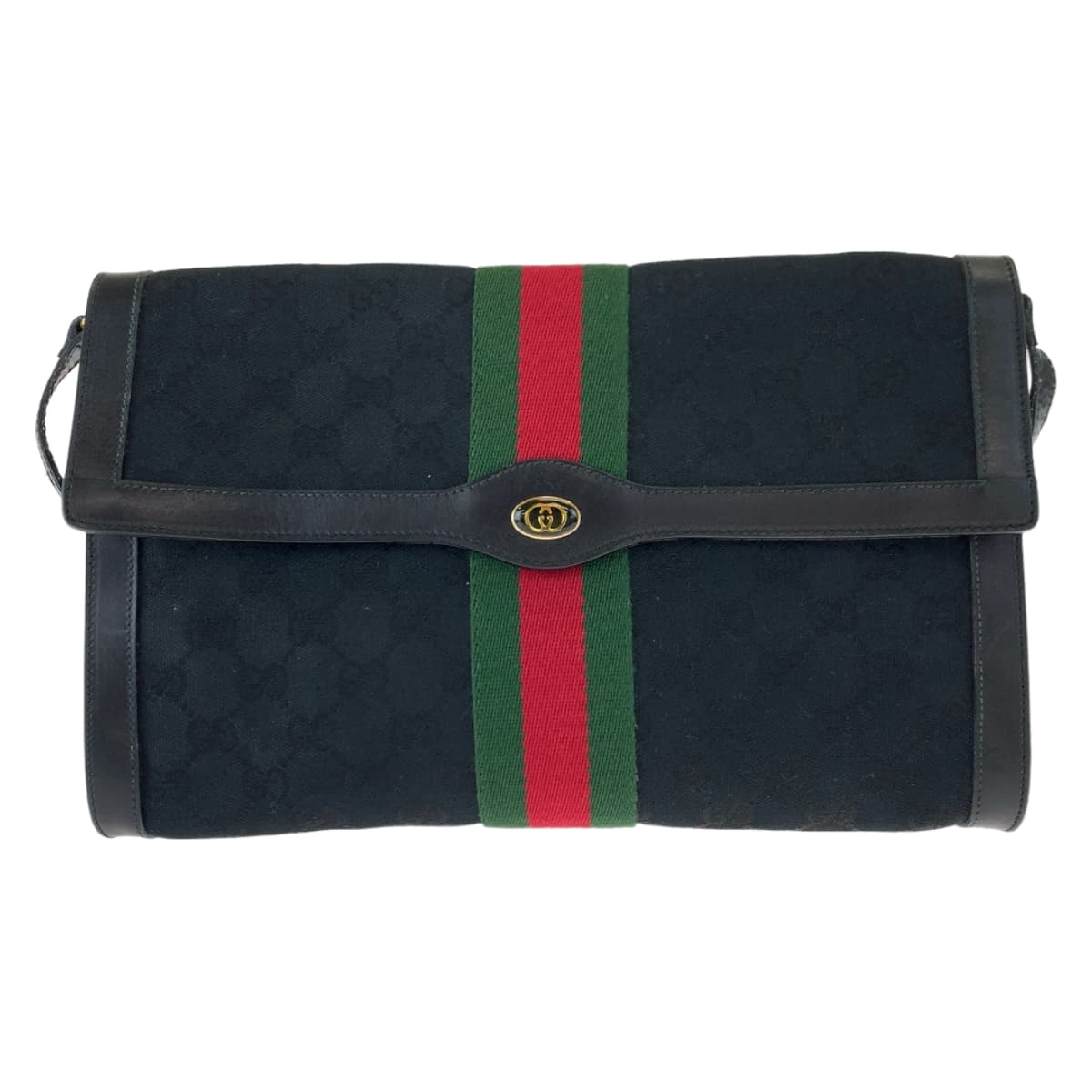 Gucci Vintage GG Canvas Leather Shoulder Bag