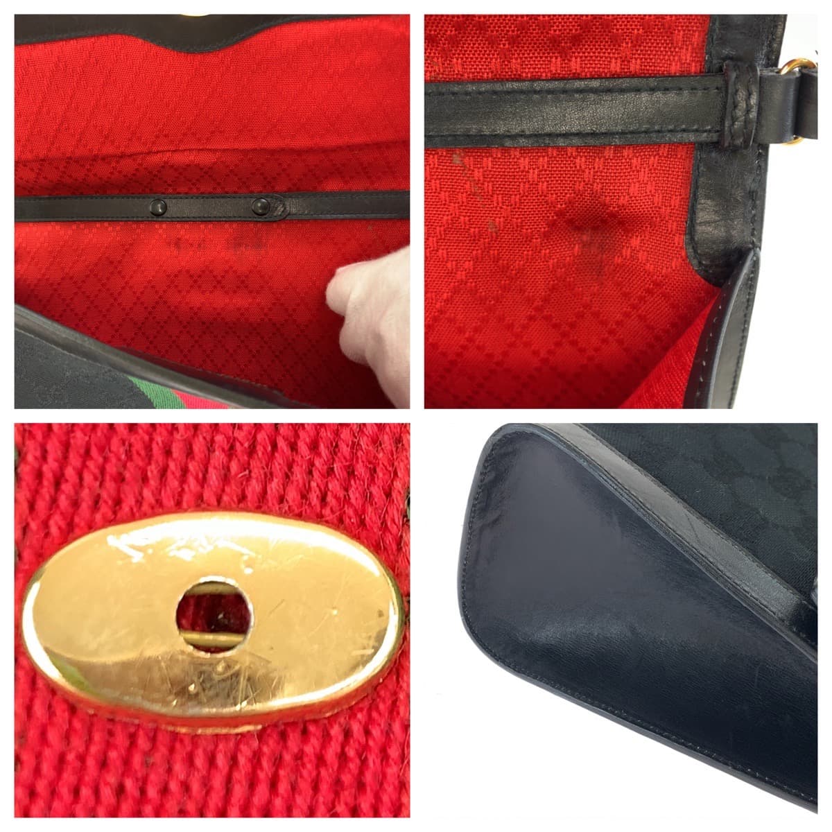 Gucci Vintage GG Canvas Leather Shoulder Bag