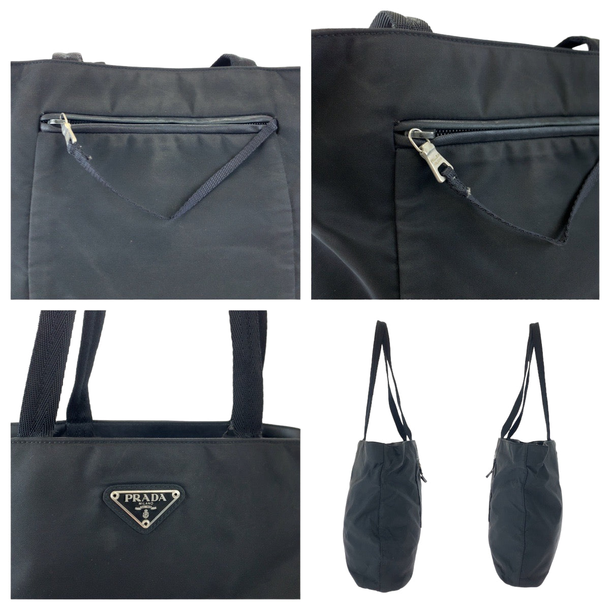 Prada Nylon Tessuto Triangle Logo Tote Bag B9711 in Very Good Condition