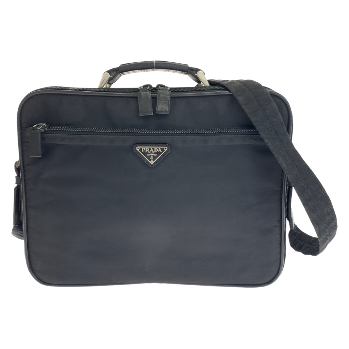 Prada Nylon Tessuto Triangle Logo Plate Briefcase in Very Good Condition