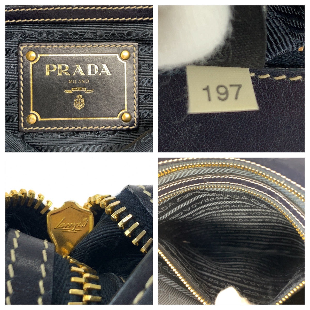 Prada Logo Jacquard Canvas Leather Shoulder Bag