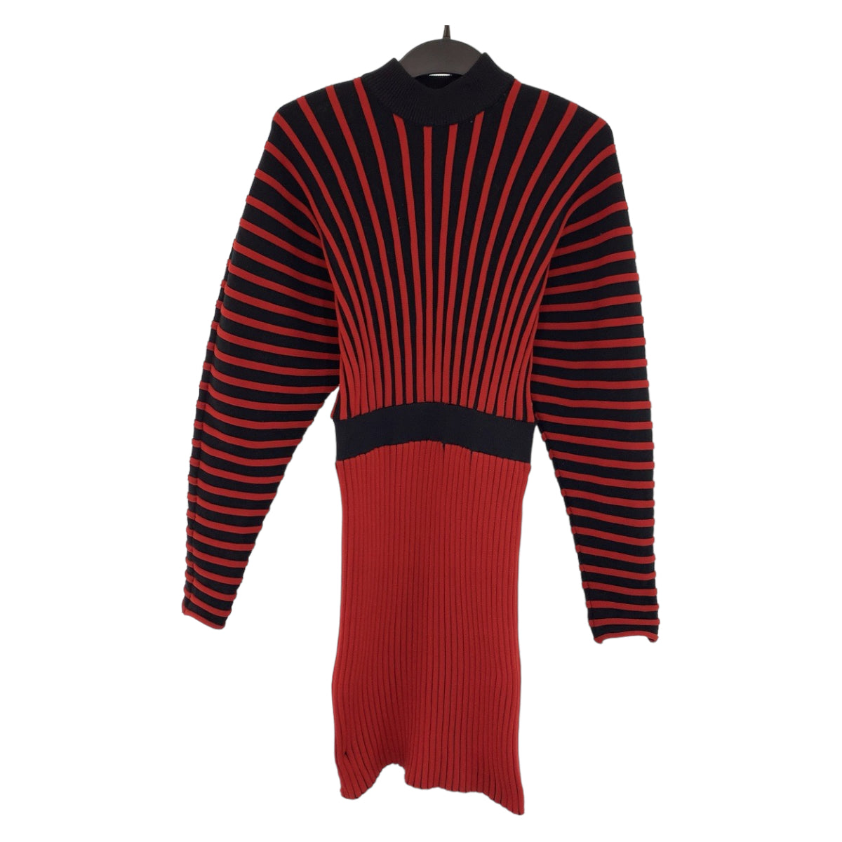 Louis Vuitton Wool Accordion Dress M Red Black in Very Good Condition