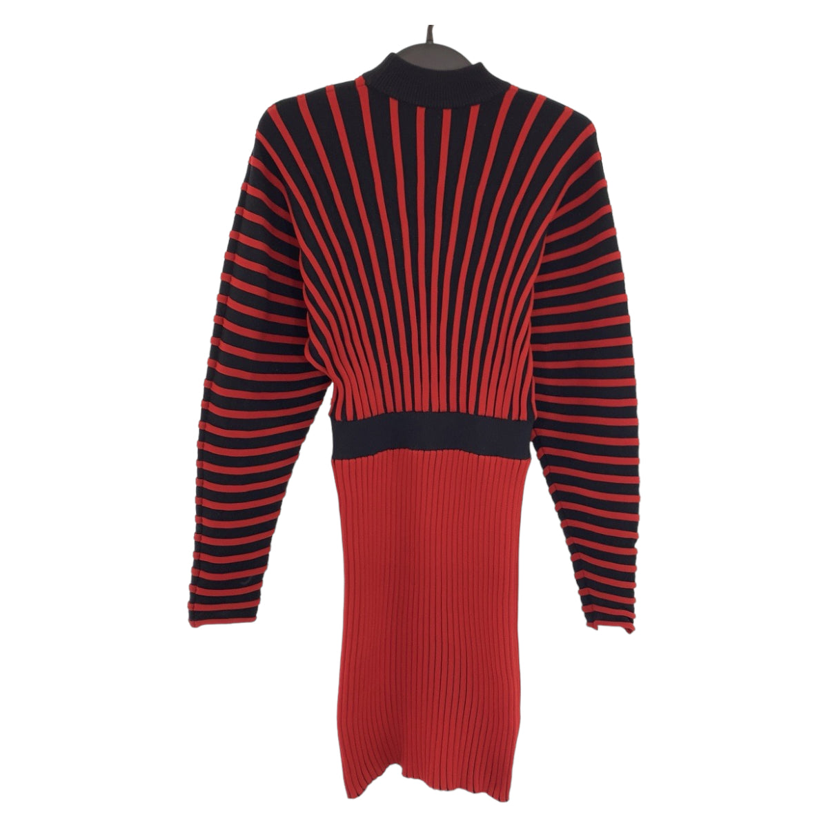 Louis Vuitton Wool Accordion Dress M Red Black in Very Good Condition