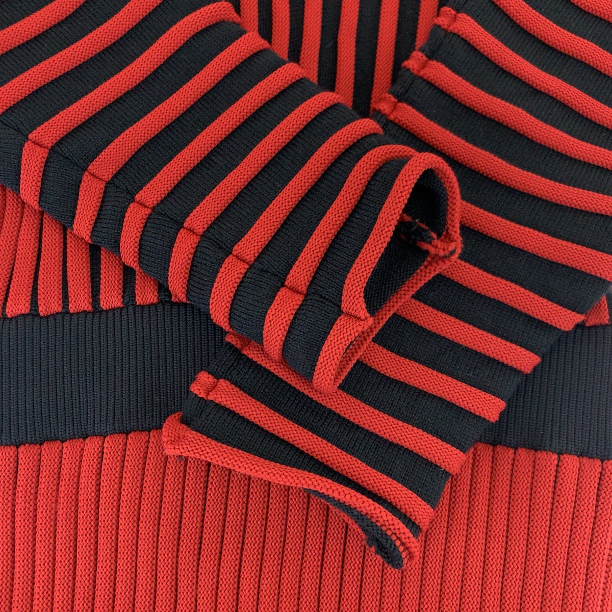 Louis Vuitton Wool Accordion Dress M Red Black in Very Good Condition