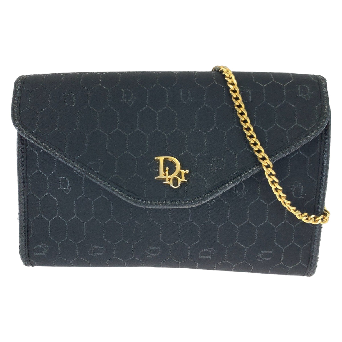 Dior Vintage Black Canvas Chain Shoulder Bag