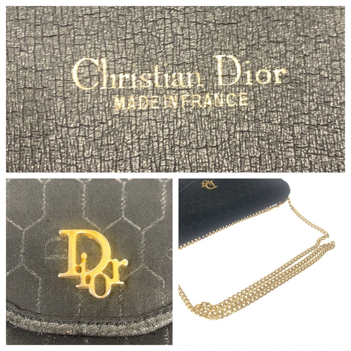 Dior Vintage Black Canvas Chain Shoulder Bag