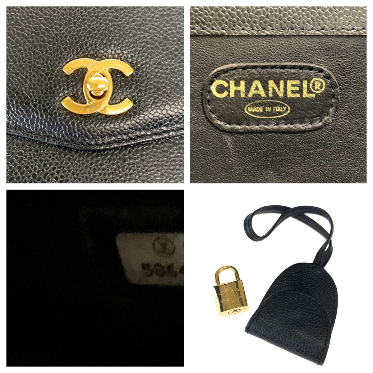 Chanel Vintage Caviar Skin Coco Mark Business Bag in Great Condition