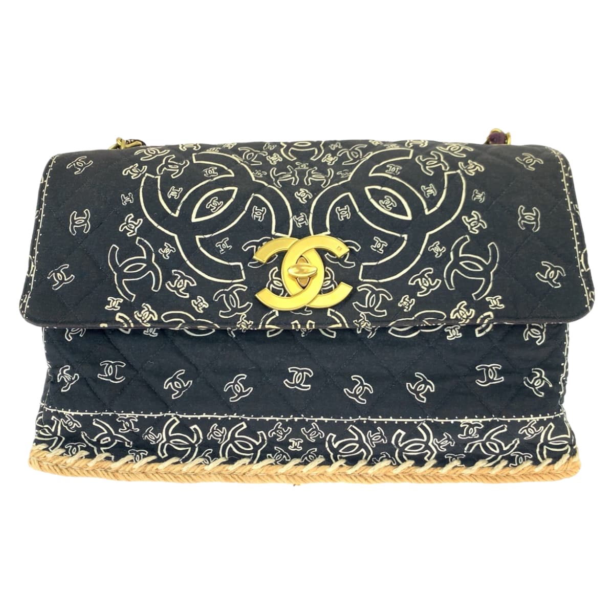 Chanel Vintage Bandana Matelassé Cotton Shoulder Bag in Very Good Condition