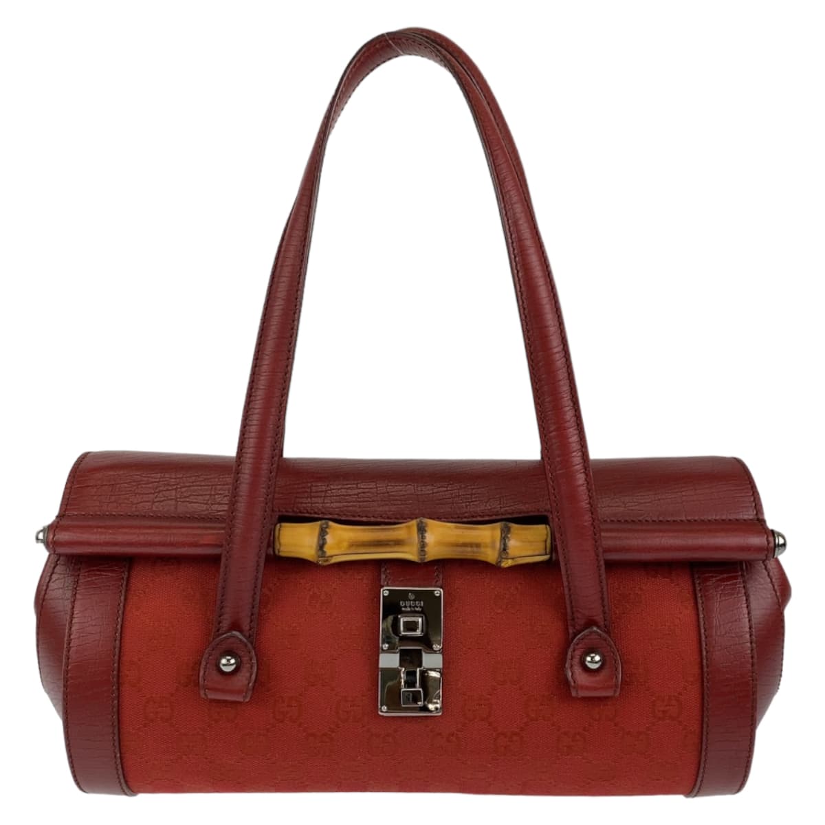 Gucci Bamboo GG Canvas Handbag Red