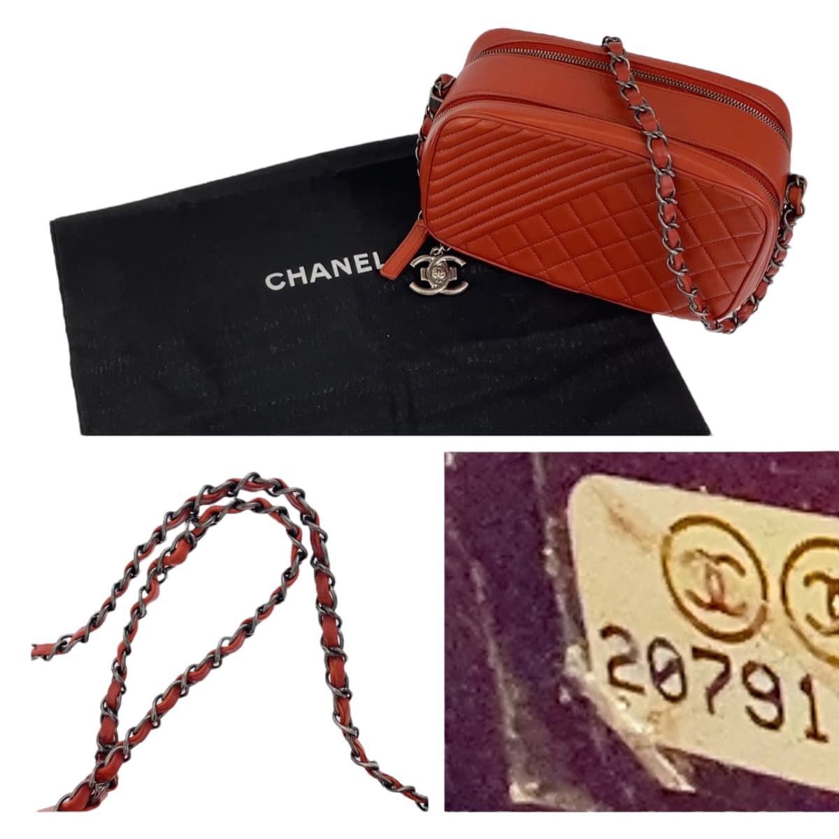 Chanel Boy Camera Bag Red Lambskin Crossbody in Great Condition