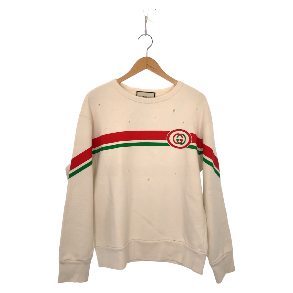 Gucci Interlocking Cotton Sweatshirt M White Red Green in Very Good Condition