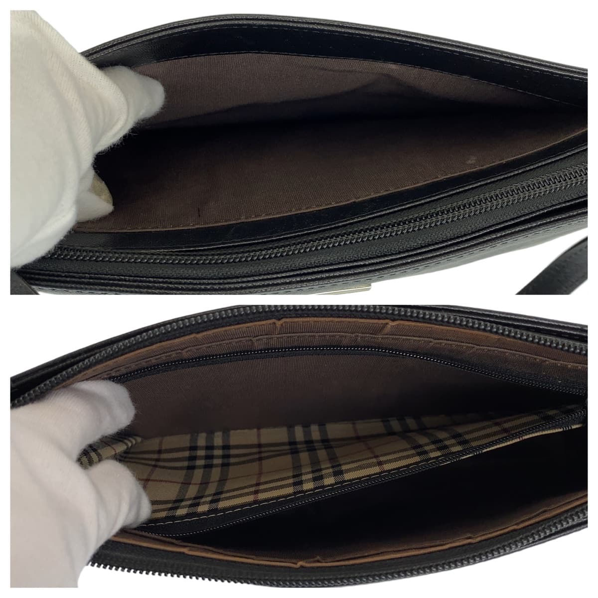 Burberry Leather Handbag Black Check