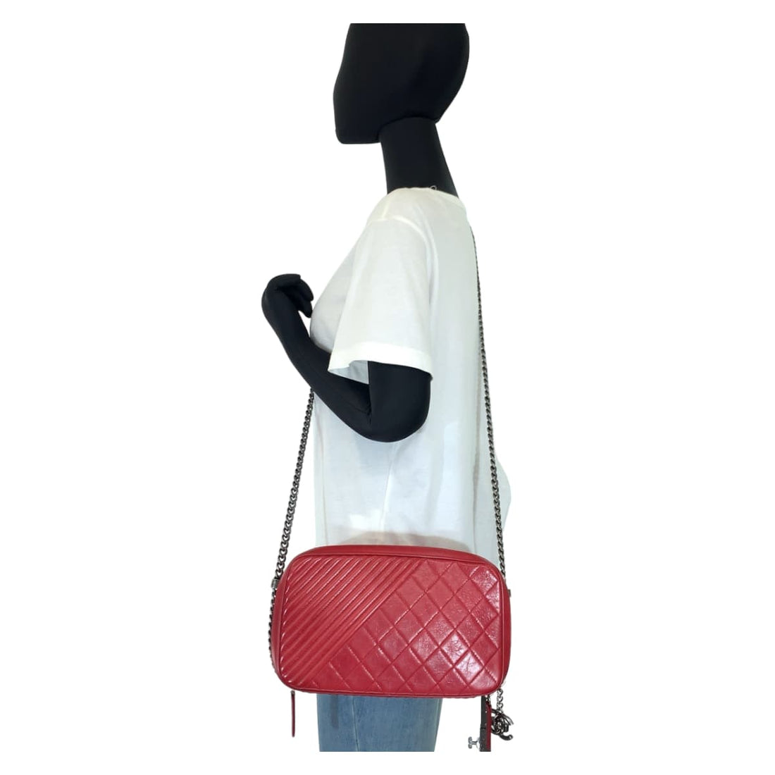 Chanel Boy Red Calfskin Shoulder Bag