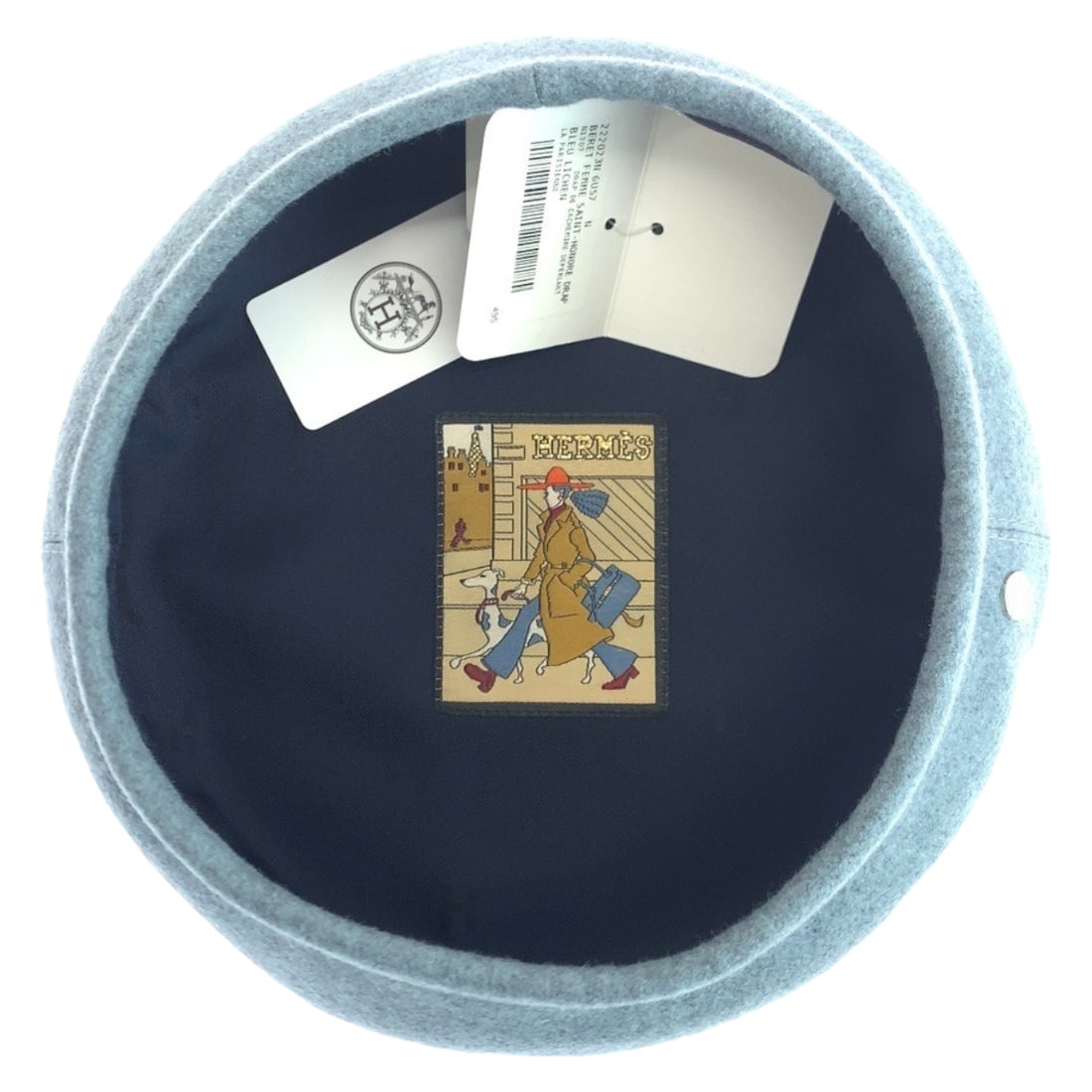 Hermes Sant Honore Beret Hat Light Blue