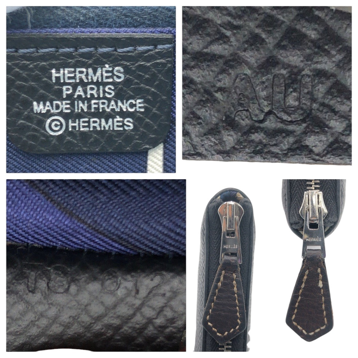 Hermes Azap Silk'in Compact Leather Wallet Black in Very Good Condition