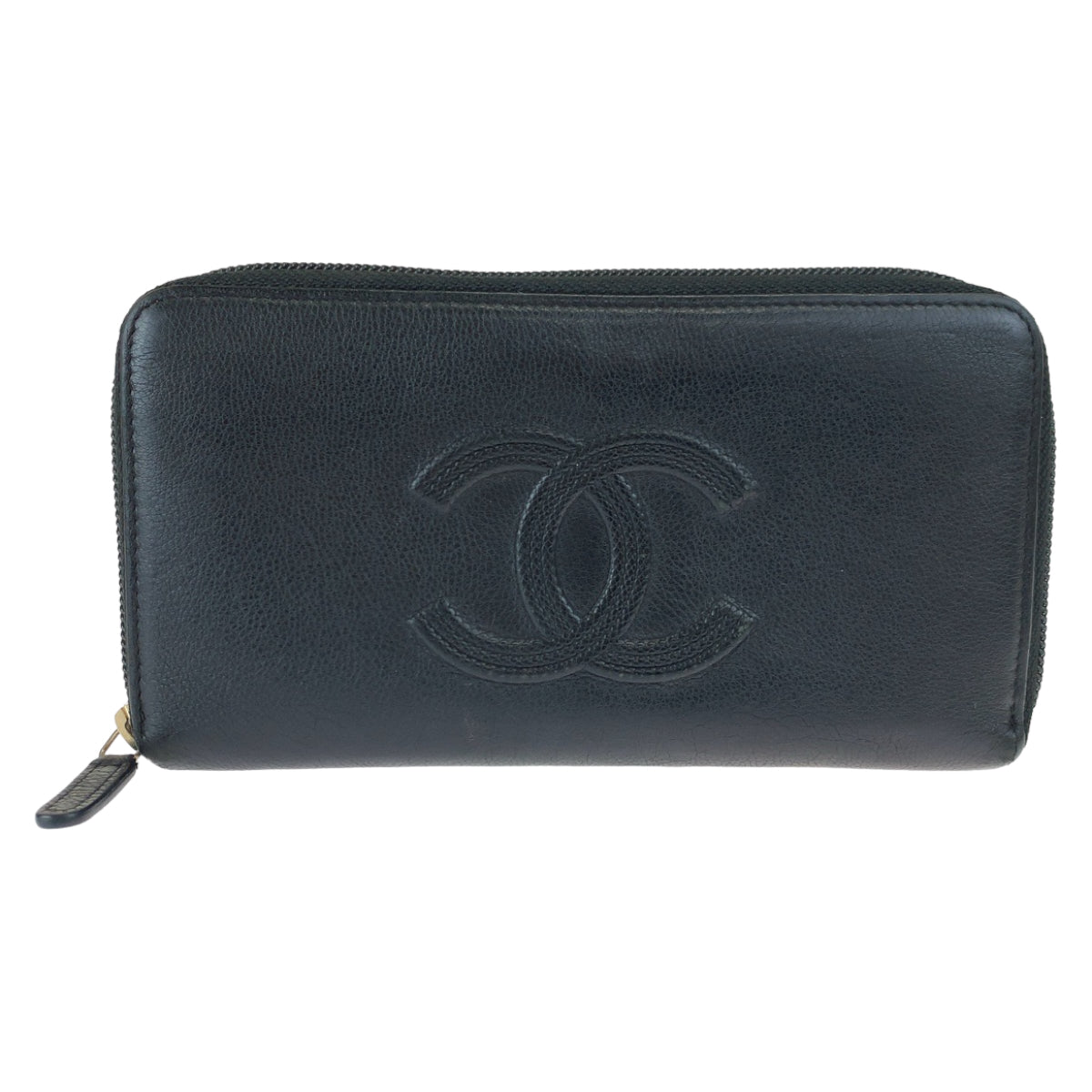 Chanel Caviar Skin Coco Mark Long Wallet in Very Good Condition