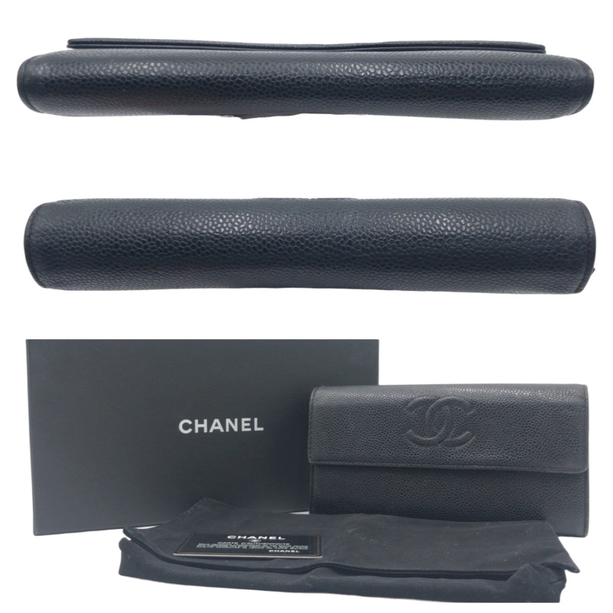 Chanel Leather Coco Mark Long Wallet 405899 in Very Good Condition