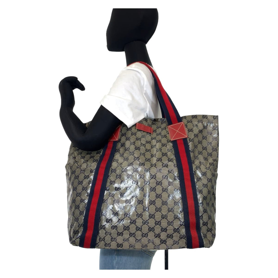 Gucci GG Crystal PVC Tote Bag 189669 in Very Good Condition