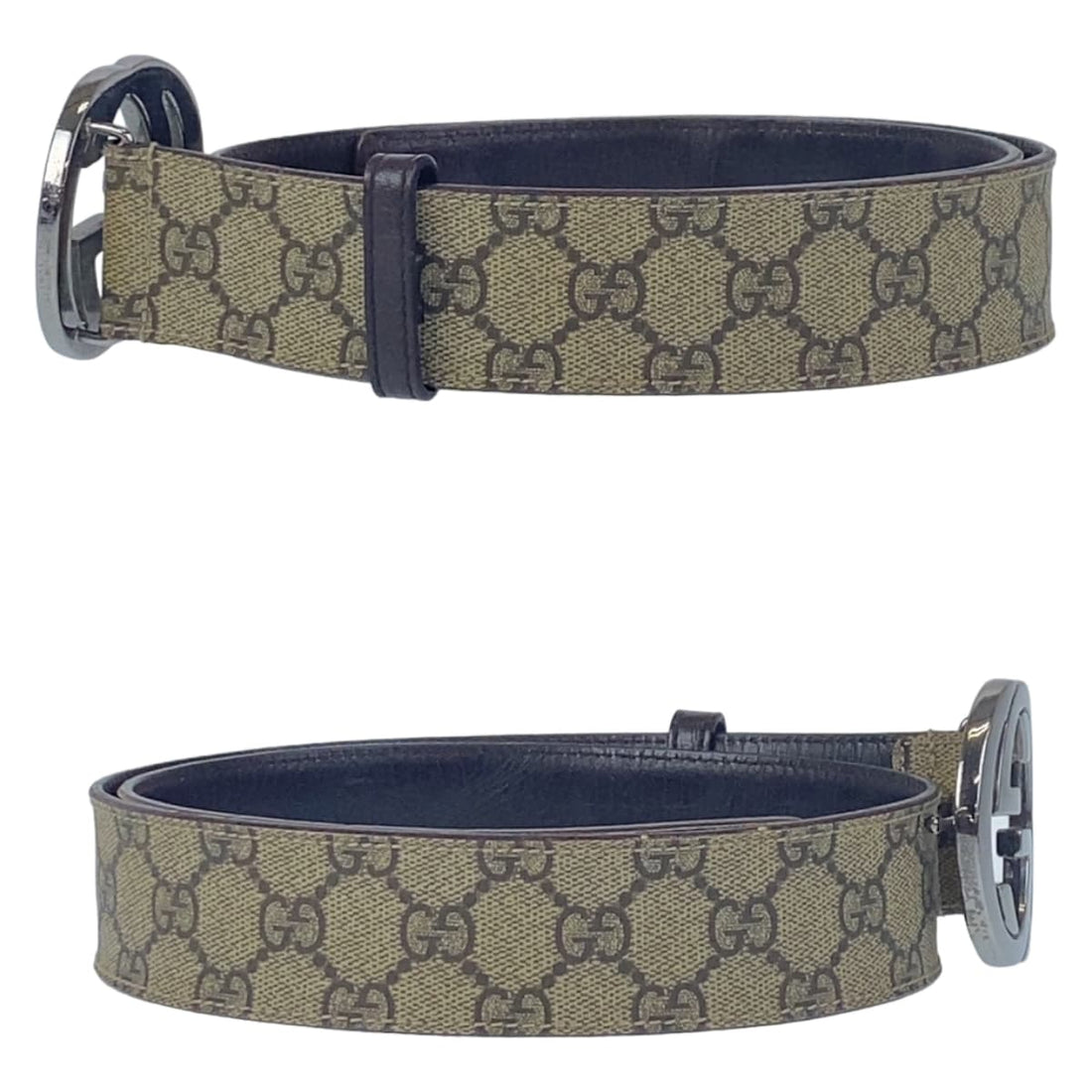 Gucci Interlocking GG Supreme Canvas Leather Belt