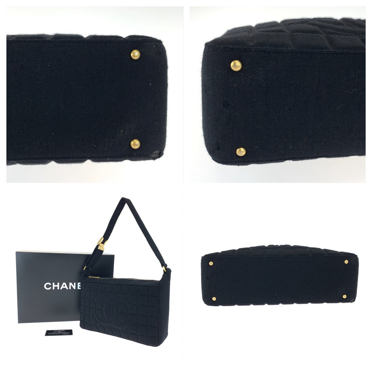 Chanel Vintage Chocolate Bar Canvas Shoulder Bag