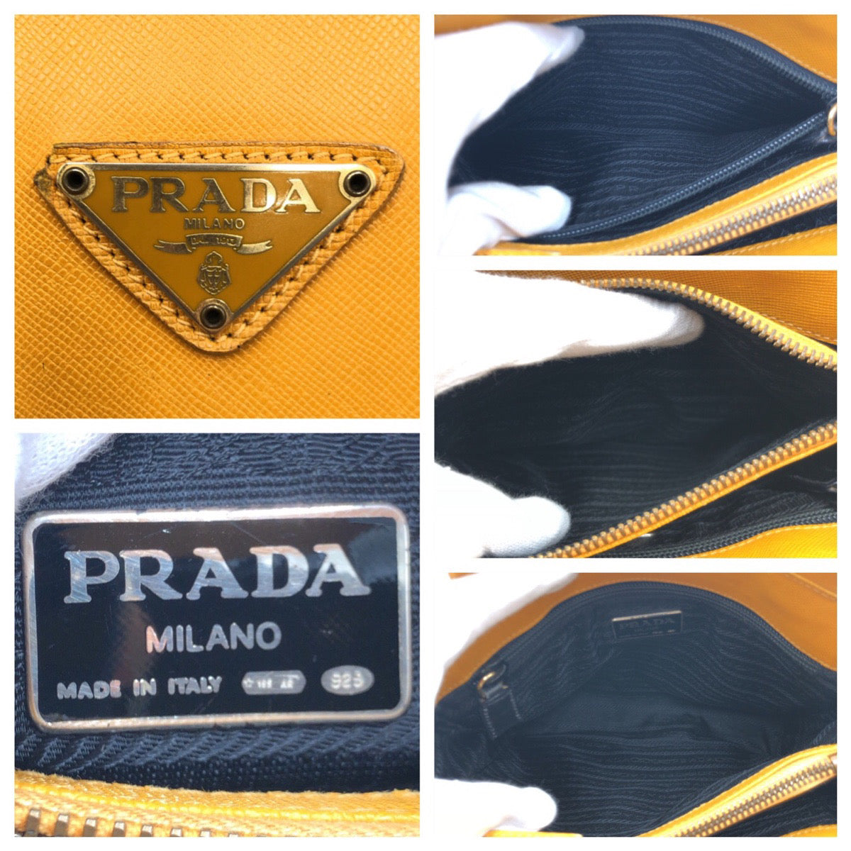 Prada Saffiano Leather Triangle Logo Tote Bag