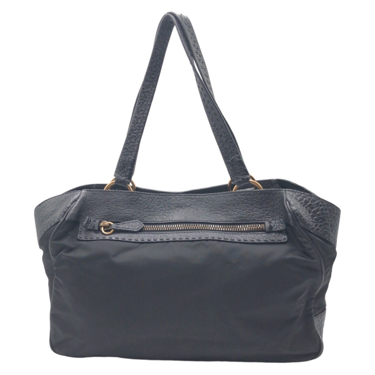 Prada Nylon Leather Tote Bag