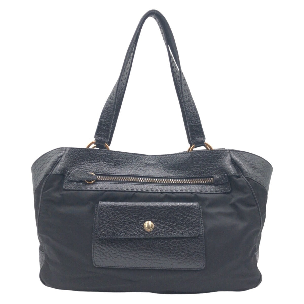 Prada Nylon Leather Tote Bag