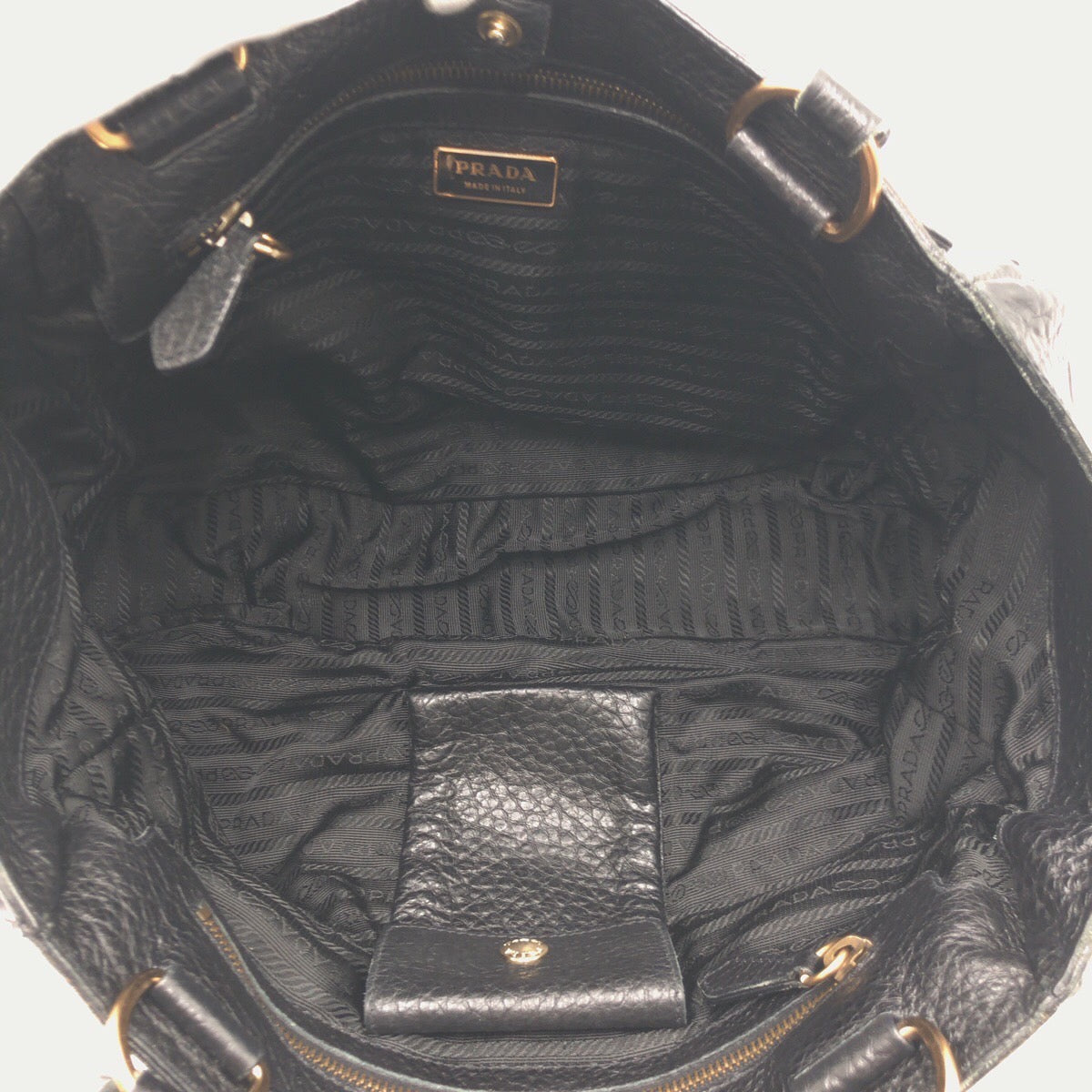 Prada Nylon Leather Tote Bag