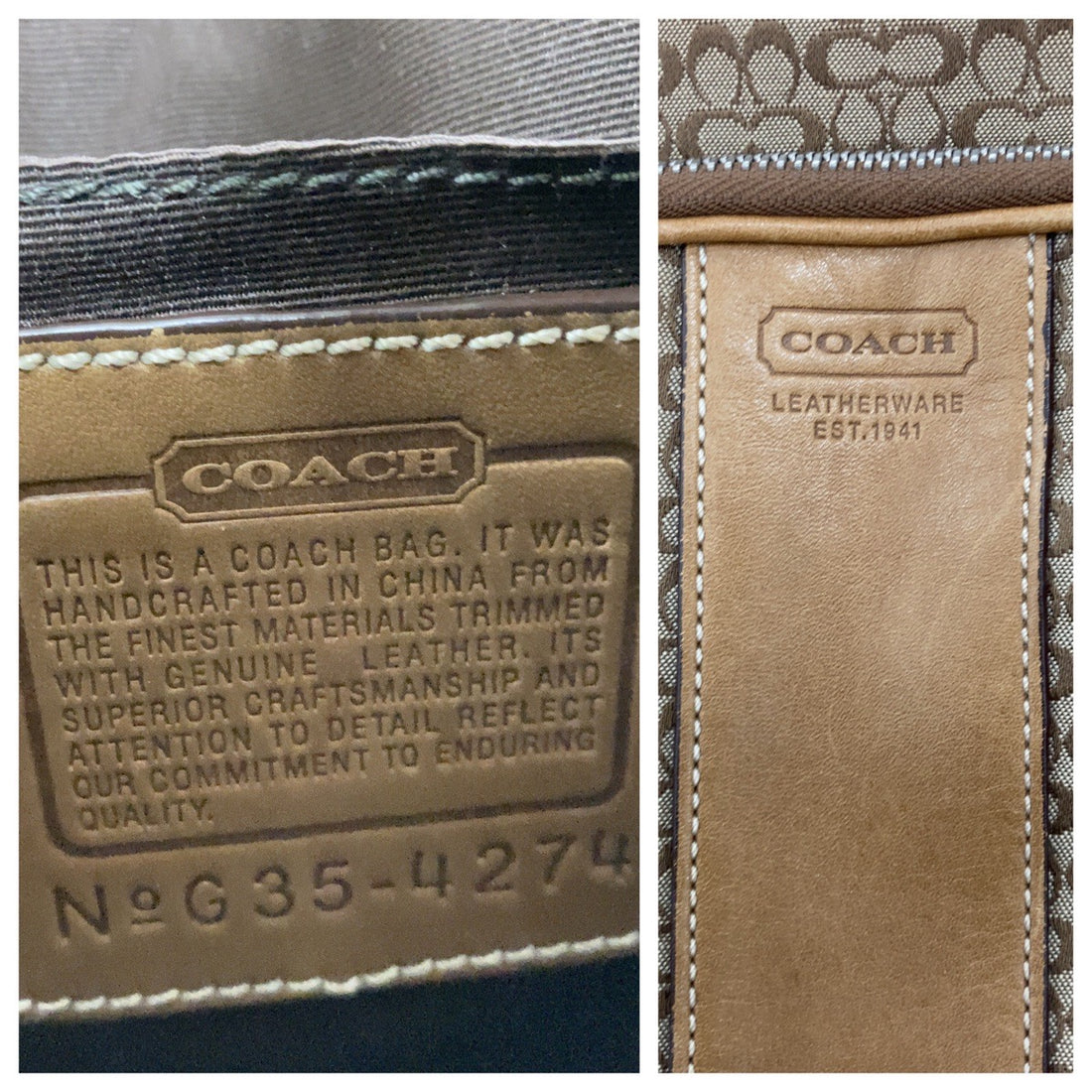 Coach Signature Brown Beige Silver Hardware Canvas Leather Crossbody Bag