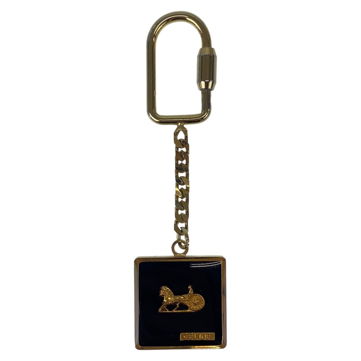 Celine Vintage Horse Carriage Metal Keychain