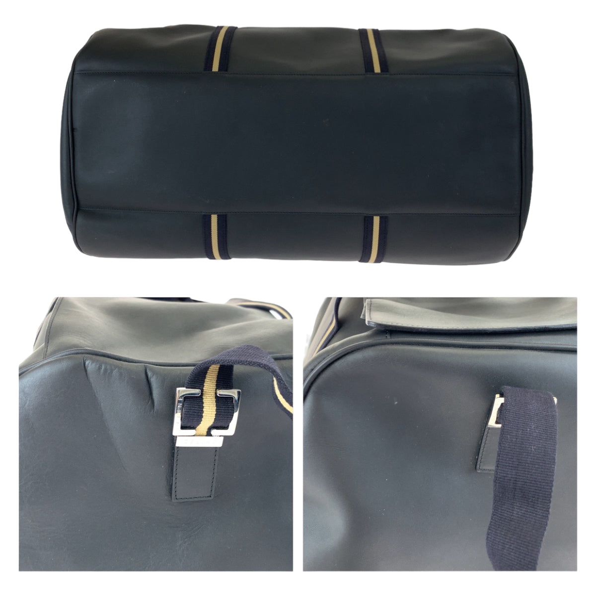 Celine Leather Stripe Boston Bag in Great Condition