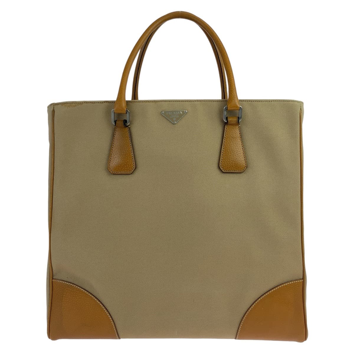 Prada Canvas Leather Tote Bag