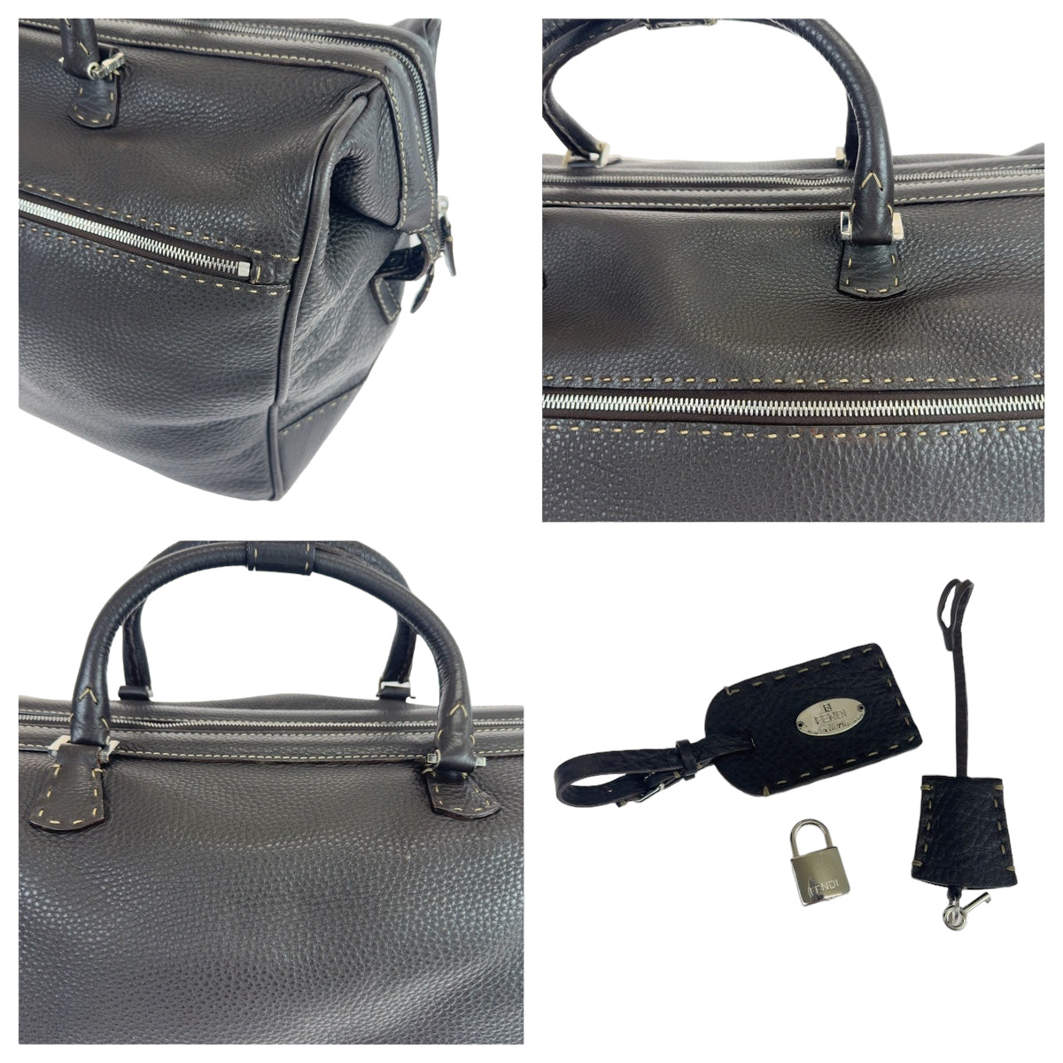 Fendi Leather Selleria Boston Bag 405962