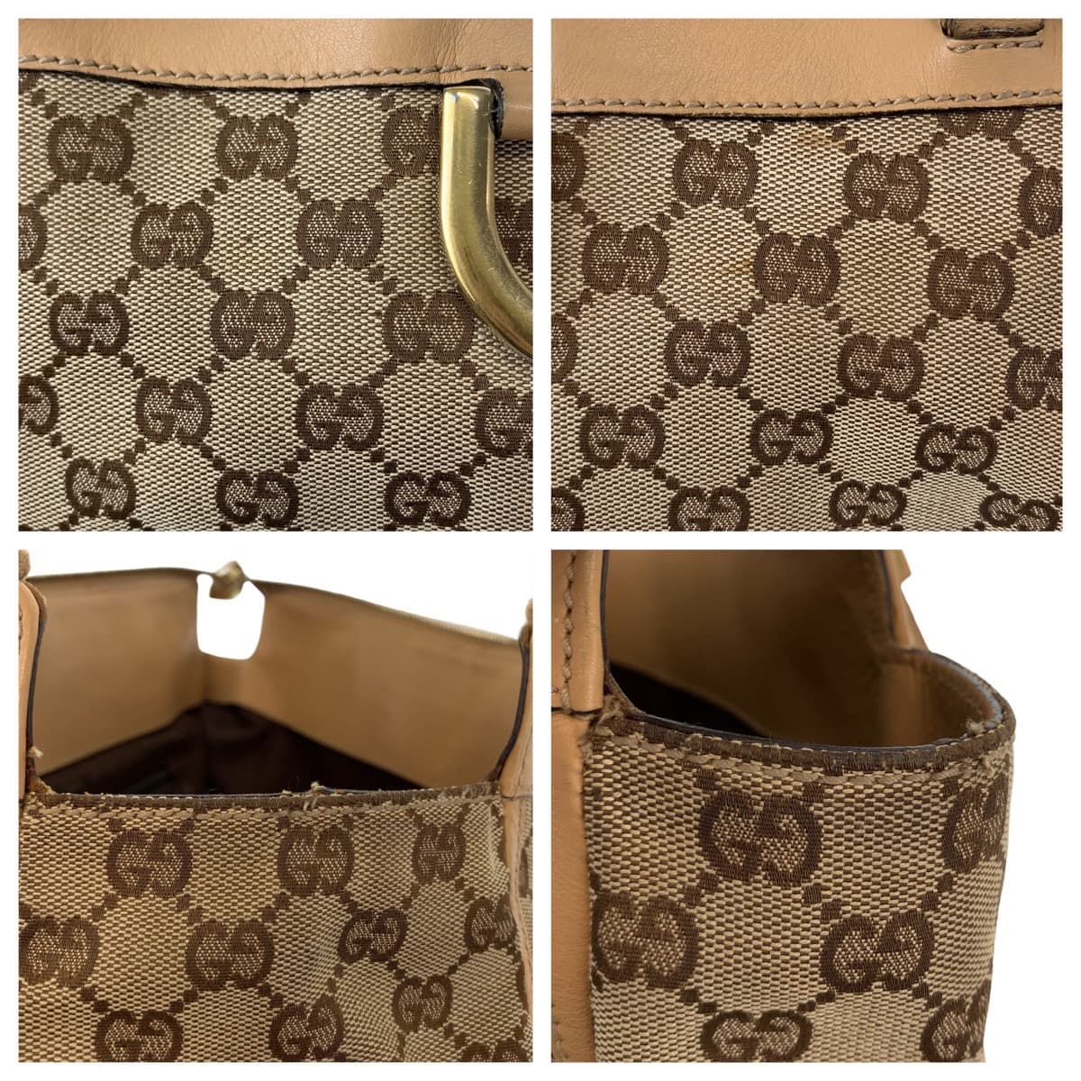 Gucci GG Canvas/Leather Abbey Tote Bag 189831 in Very Good Condition