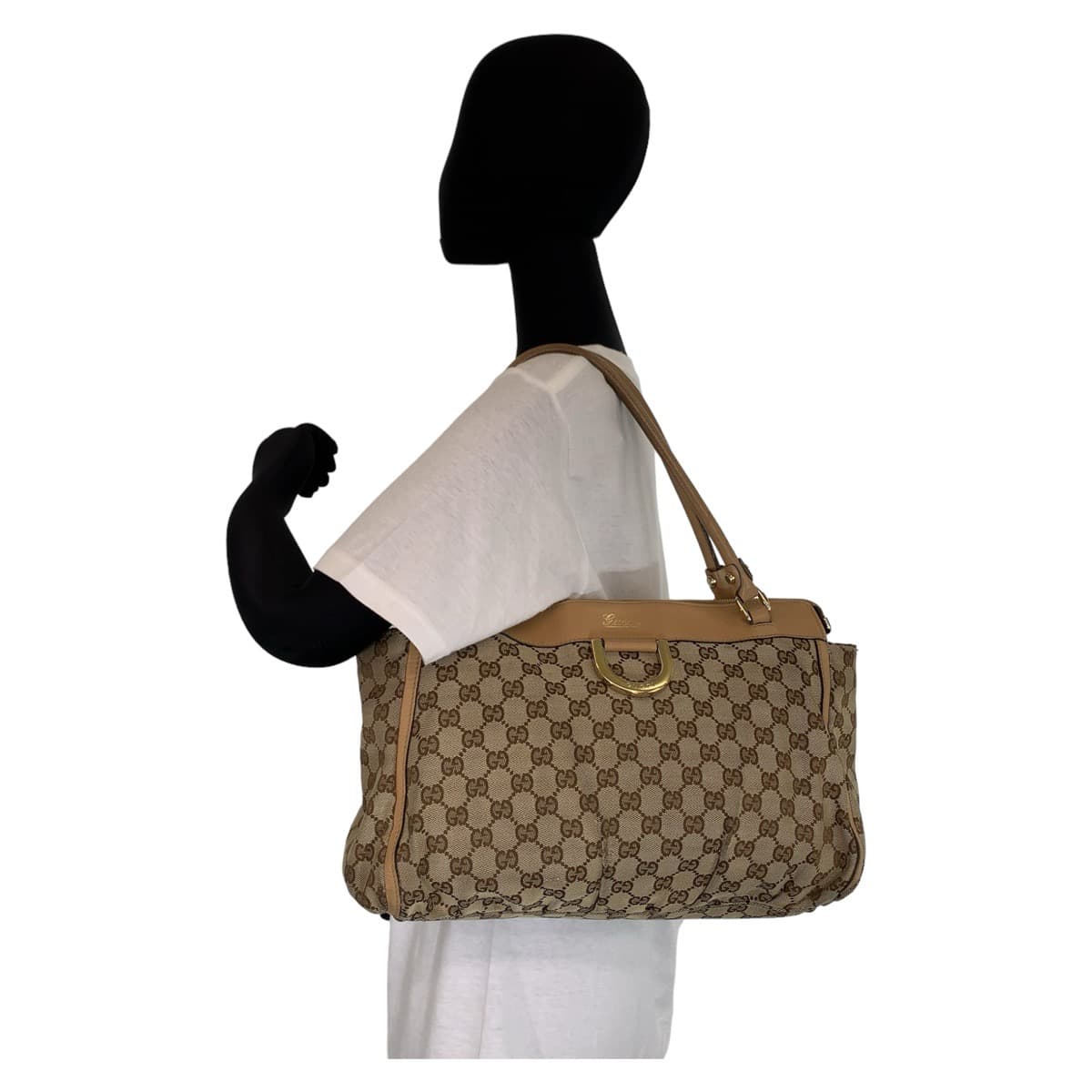 Gucci GG Canvas/Leather Abbey Tote Bag 189831 in Very Good Condition